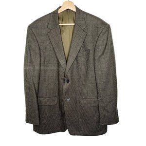 Oscar De La Renta Men's Grey Wool Two Button Tweed Blazer Jacket Size 42R